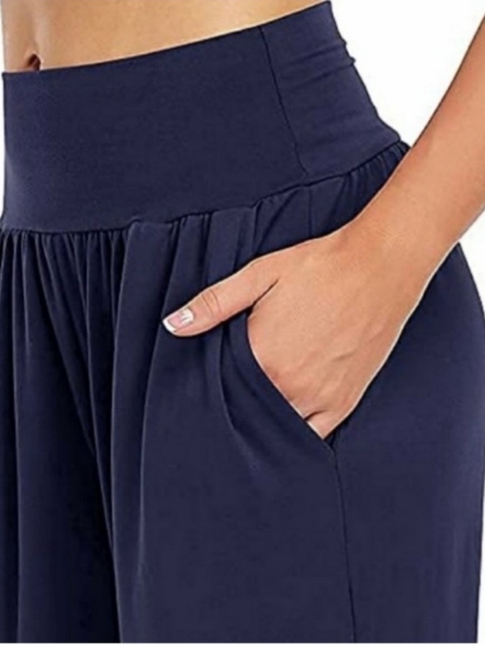 UEU Navy Wide-Leg Yoga Lounge Pants with Side Pockets - Picture 12 of 14